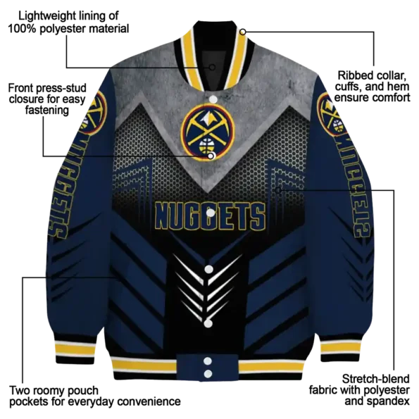 denver nuggets arrow layer blue black varsity jacket new arrival.webp