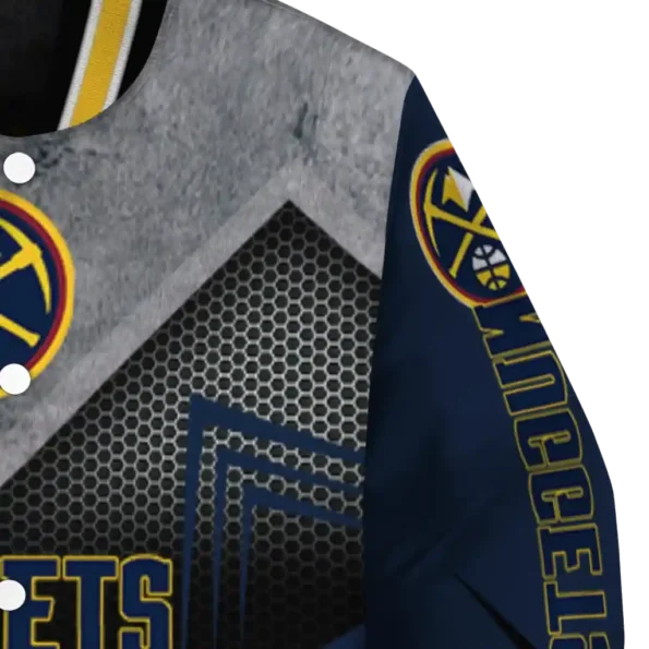 denver nuggets arrow layer blue black varsity jacket premium grade.webp