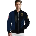 denver nuggets triple side stripes blue black bomber jacket best selling