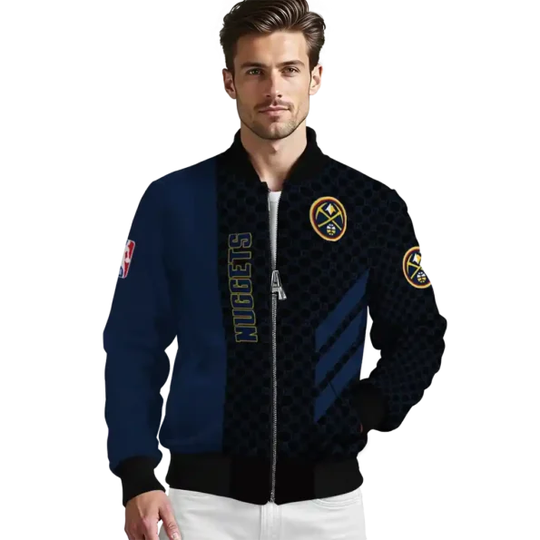 denver nuggets triple side stripes blue black bomber jacket high quality