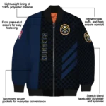 denver nuggets triple side stripes blue black bomber jacket best selling