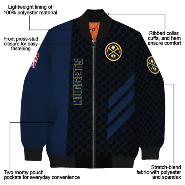 denver nuggets triple side stripes blue black bomber jacket new arrival