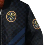 denver nuggets triple side stripes blue black bomber jacket best selling