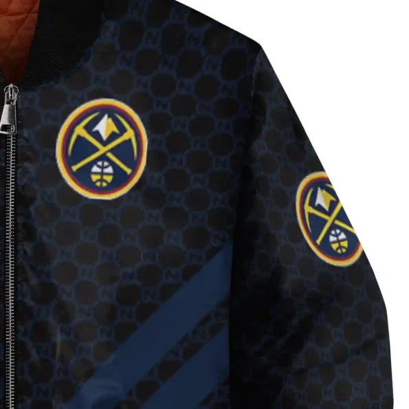 denver nuggets triple side stripes blue black bomber jacket premium grade