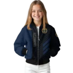 denver nuggets triple side stripes blue black bomber jacket best selling