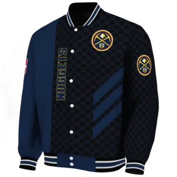 denver nuggets triple side stripes blue black varsity jacket best selling.webp