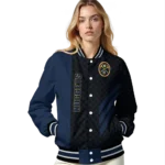 denver nuggets triple side stripes blue black varsity jacket best selling.webp