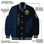 denver nuggets triple side stripes blue black varsity jacket best selling.webp