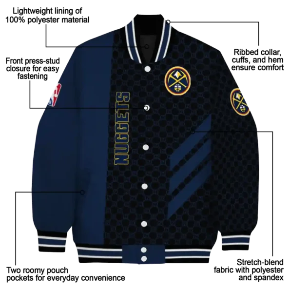 denver nuggets triple side stripes blue black varsity jacket new arrival.webp