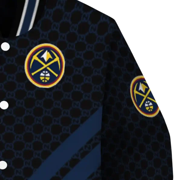denver nuggets triple side stripes blue black varsity jacket premium grade.webp