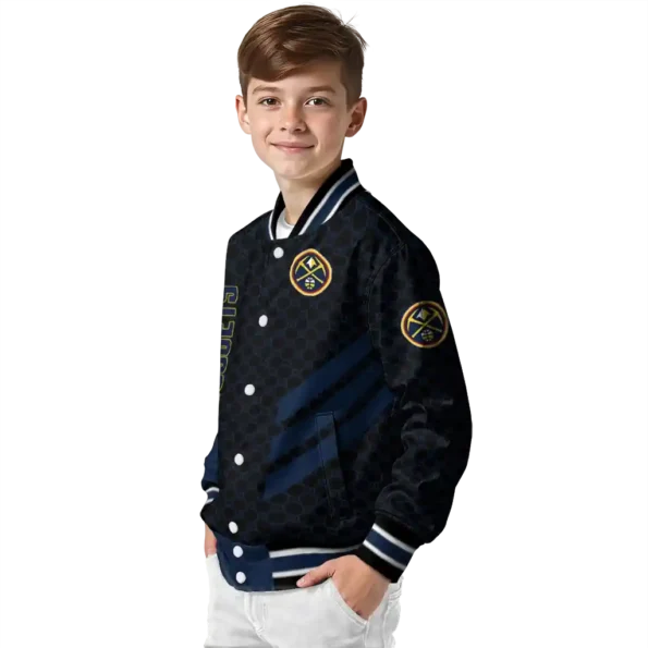 denver nuggets triple side stripes blue black varsity jacket trendy.webp