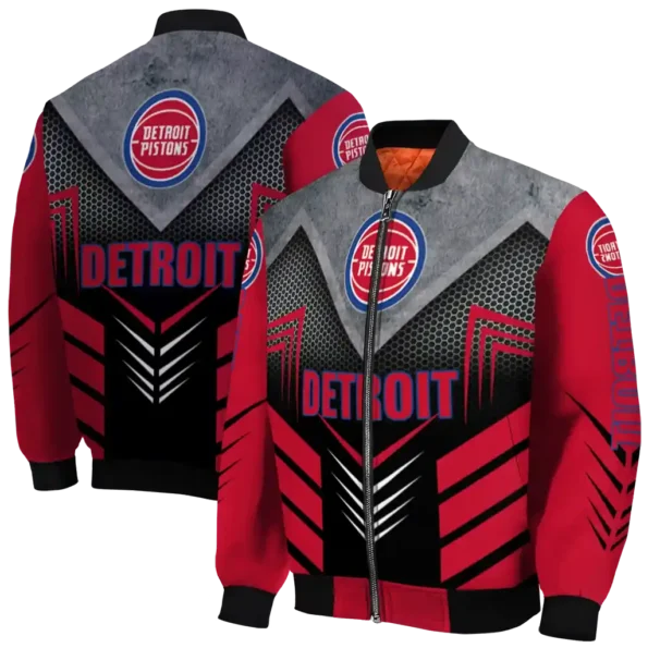 detroit pistons arrow layer red black bomber jacket fashion forward