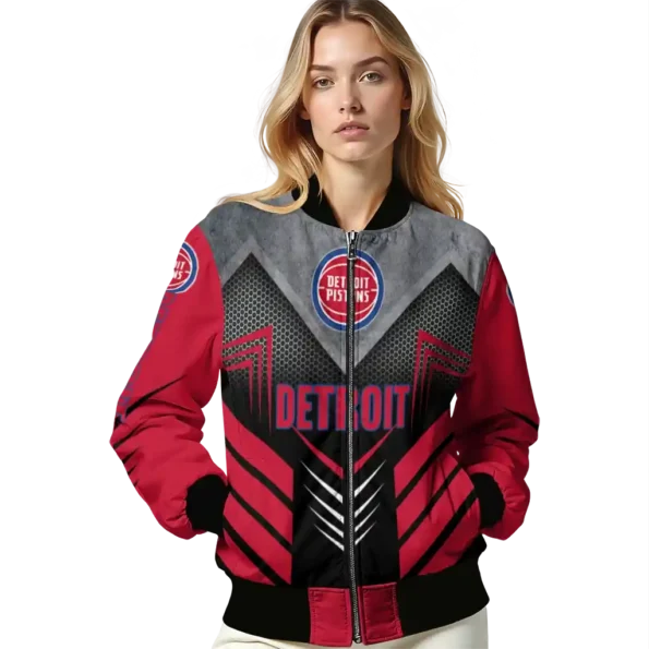 detroit pistons arrow layer red black bomber jacket latest model