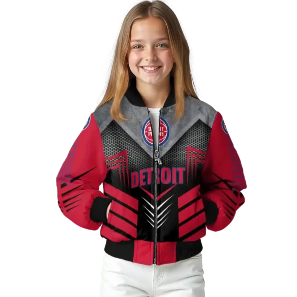 detroit pistons arrow layer red black bomber jacket top rated