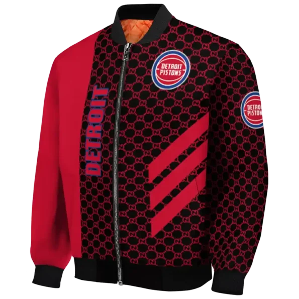 detroit pistons triple side stripes red black bomber jacket best selling