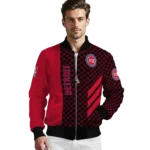 detroit pistons triple side stripes red black bomber jacket best selling