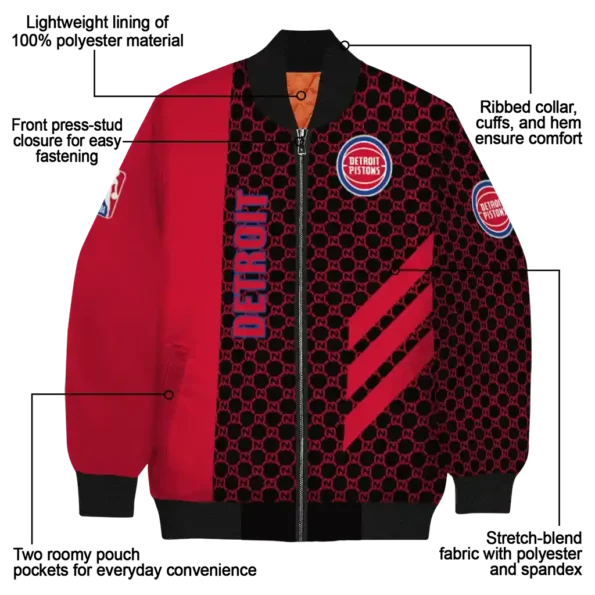 detroit pistons triple side stripes red black bomber jacket new arrival