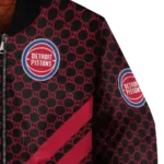 detroit pistons triple side stripes red black bomber jacket best selling