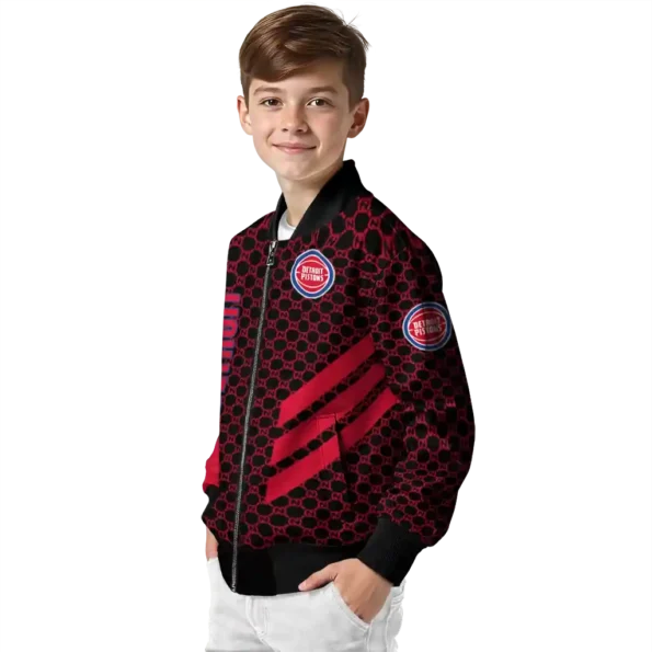 detroit pistons triple side stripes red black bomber jacket trendy