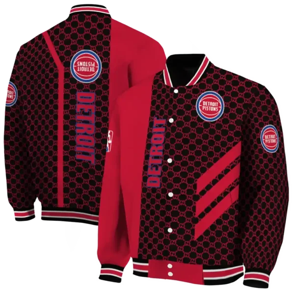 detroit pistons triple side stripes red black varsity jacket fashion forward.webp