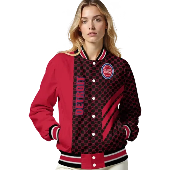 detroit pistons triple side stripes red black varsity jacket latest model.webp