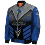 golden state warriors arrow layer blue black bomber jacket best selling