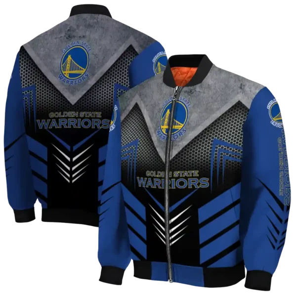 golden state warriors arrow layer blue black bomber jacket fashion forward