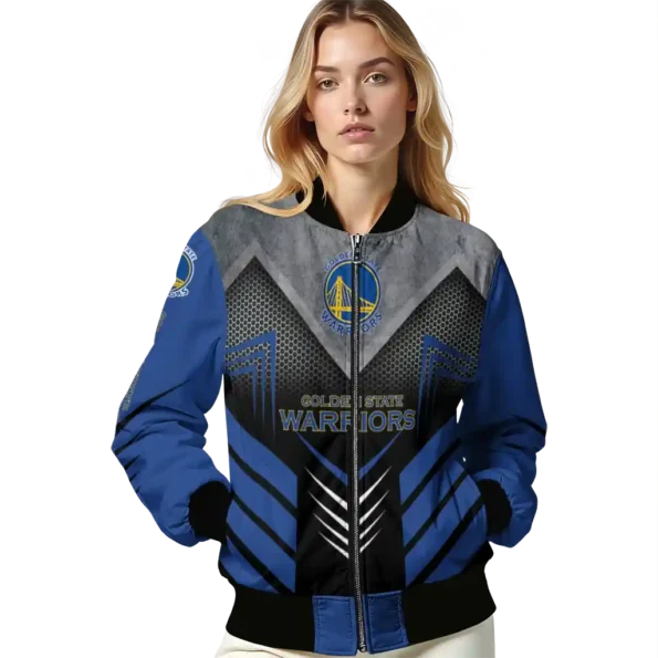 golden state warriors arrow layer blue black bomber jacket latest model