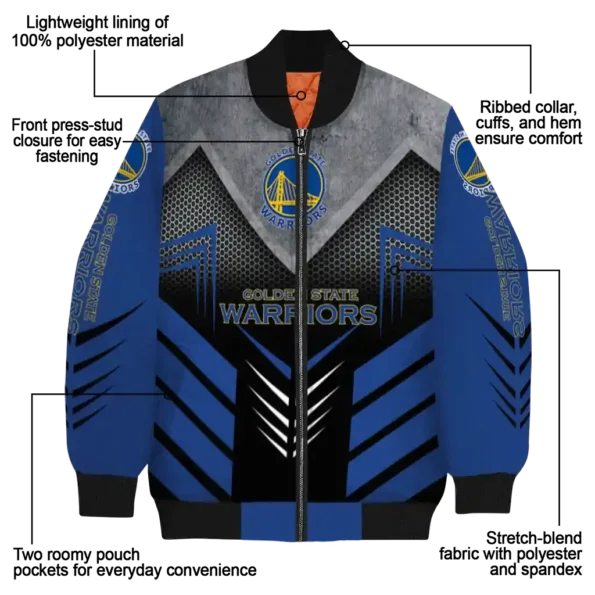 golden state warriors arrow layer blue black bomber jacket new arrival