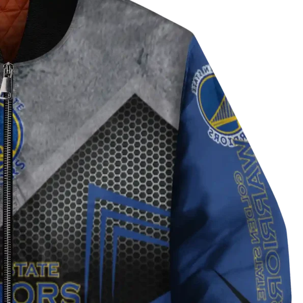golden state warriors arrow layer blue black bomber jacket premium grade