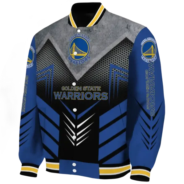 golden state warriors arrow layer blue black varsity jacket best selling.webp