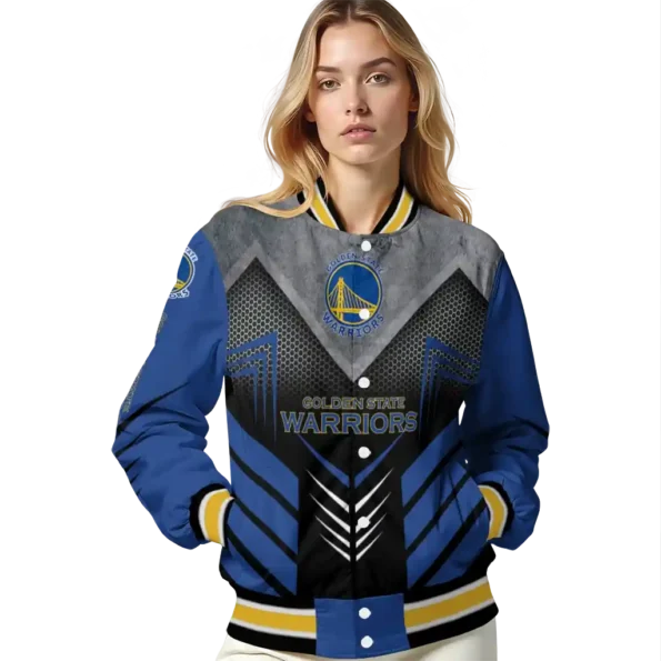 golden state warriors arrow layer blue black varsity jacket latest model.webp