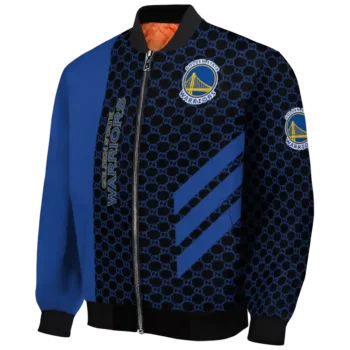 golden state warriors triple side stripes blue black bomber jacket best selling