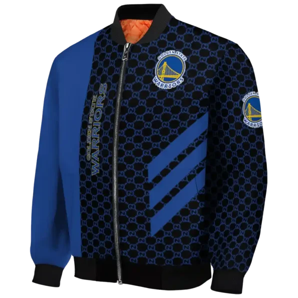 golden state warriors triple side stripes blue black bomber jacket best selling