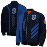golden state warriors triple side stripes blue black bomber jacket best selling