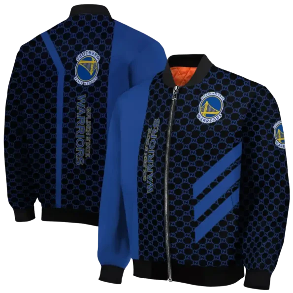 golden state warriors triple side stripes blue black bomber jacket fashion forward