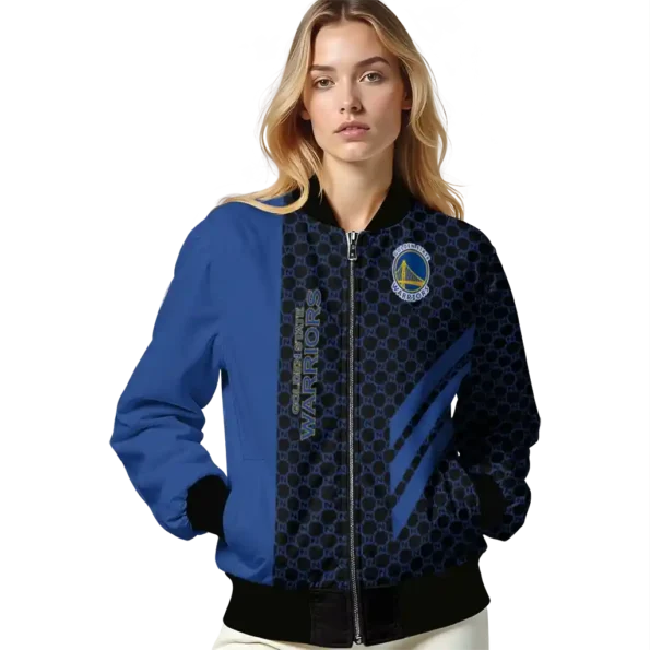 golden state warriors triple side stripes blue black bomber jacket latest model