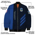 golden state warriors triple side stripes blue black bomber jacket best selling