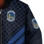 golden state warriors triple side stripes blue black bomber jacket best selling