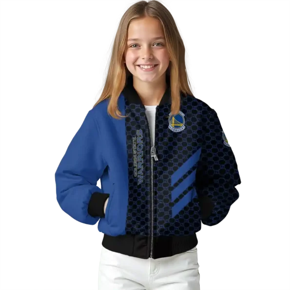 golden state warriors triple side stripes blue black bomber jacket top rated