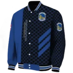 golden state warriors triple side stripes blue black varsity jacket best selling.webp