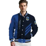golden state warriors triple side stripes blue black varsity jacket best selling.webp