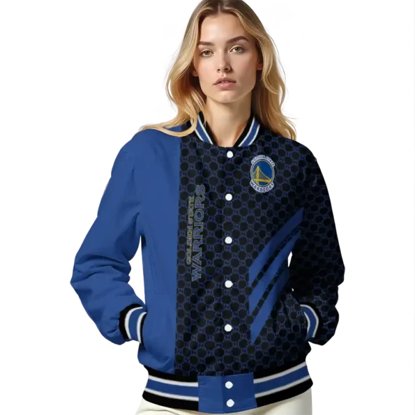 golden state warriors triple side stripes blue black varsity jacket latest model.webp