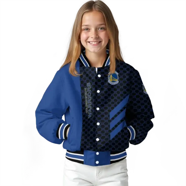 golden state warriors triple side stripes blue black varsity jacket top rated.webp