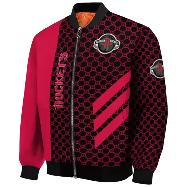 houston rockets triple side stripes red black bomber jacket best selling