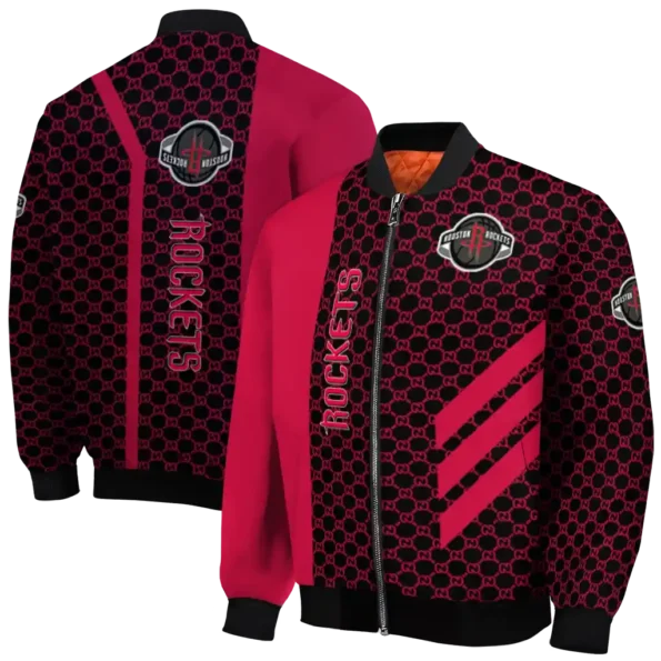 houston rockets triple side stripes red black bomber jacket fashion forward