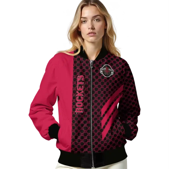 houston rockets triple side stripes red black bomber jacket latest model