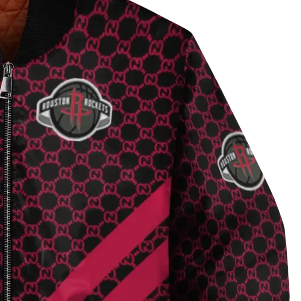 houston rockets triple side stripes red black bomber jacket premium grade