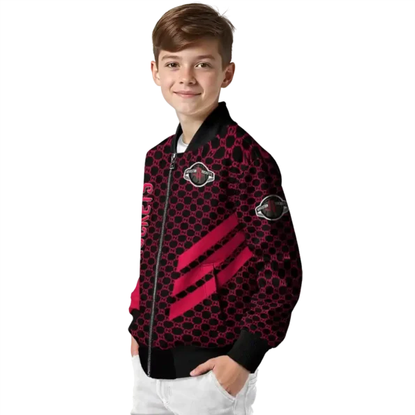 houston rockets triple side stripes red black bomber jacket trendy
