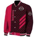 houston rockets triple side stripes red black varsity jacket best selling.webp